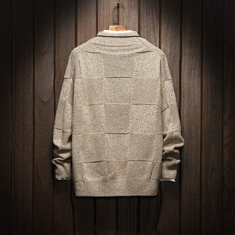 Men's Checkered Long Sleeve Sweater in 4 Colors M-5XL