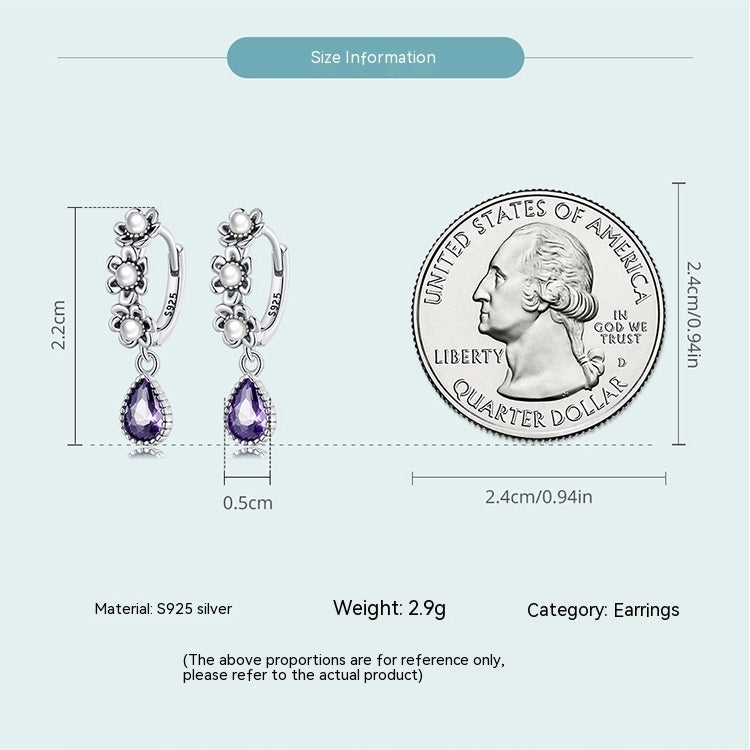 Tropfenohrringe aus Sterlingsilber mit violettem Edelstein
