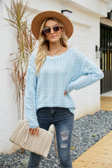 Knit Boat Neck Long Sleeve Sweater