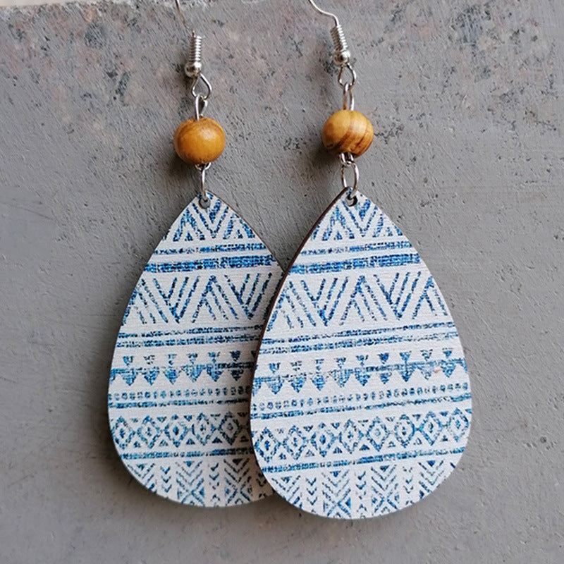 Vintage Boho Chic Holz Tropfen Ohrringe