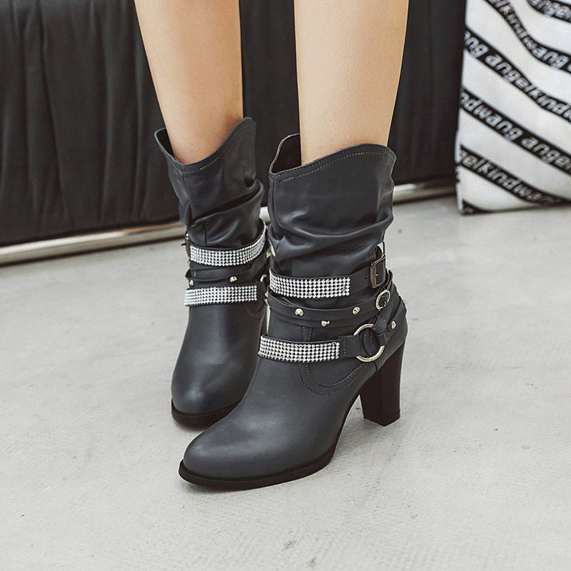 Fashion Martin Boots with Rhinestones in 5 Colors
