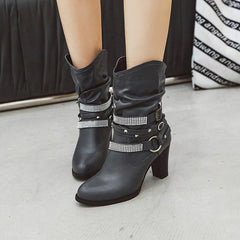 Fashion Martin Boots with Rhinestones in 5 Colors