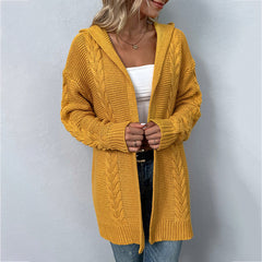Solid Color Hooded Cardigan Sweater in 3 Colors S-XL