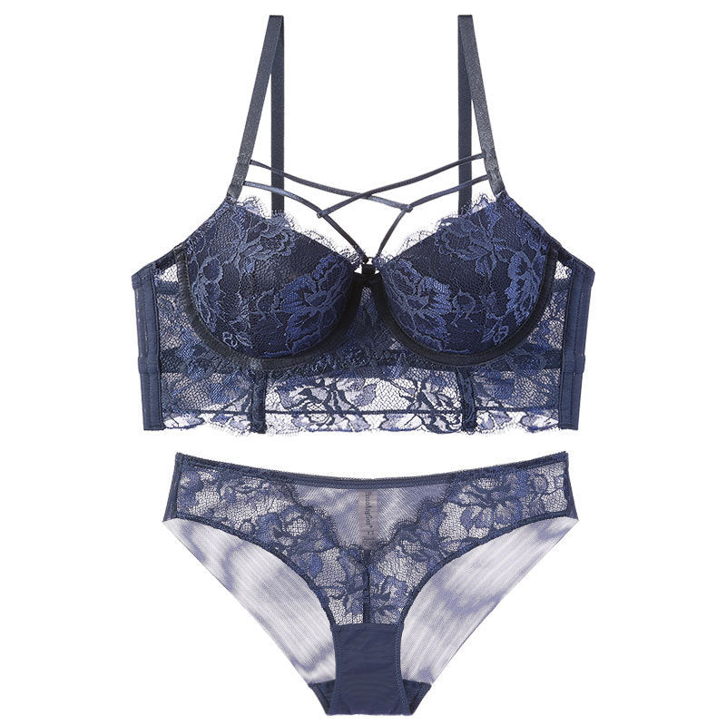 Padded Lace Bra and Panties Set in 4 Colors