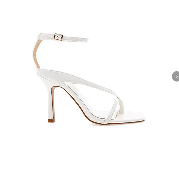 Thong High Heel Sandals with Ankle Strap