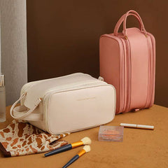 Multi-Compartment Double Zipper Cosmetic Bag in 4 Colors