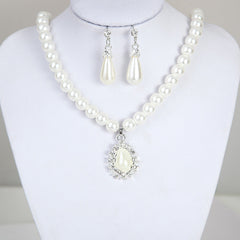 Pearl Necklace and Earrings Set