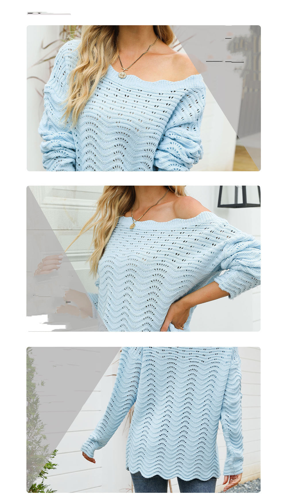 Knit Boat Neck Long Sleeve Sweater