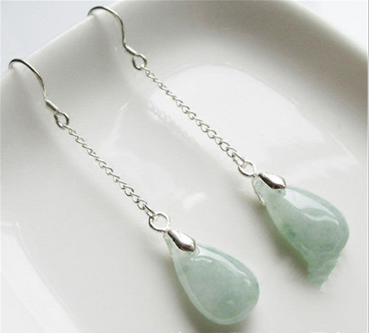 Silver and Jade Drop Earrings