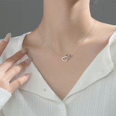 Interlocking Double Heart Gold or Silver Necklace