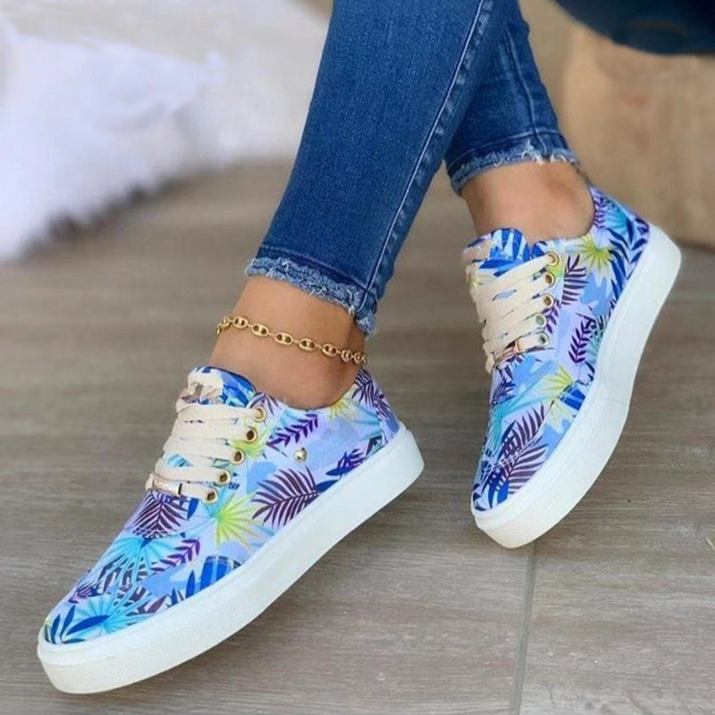 Leaf Print Canvas Sneakers in 3 Colors