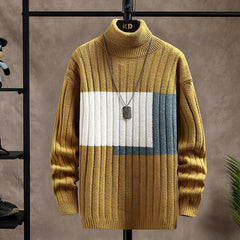 Men's Colorblock Ribbed Turtleneck Sweater