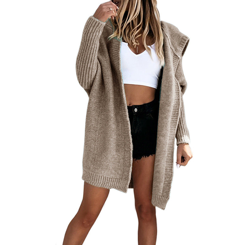 Loose Fit Strickjacke mit Kapuze in 3 Farben S-XXL