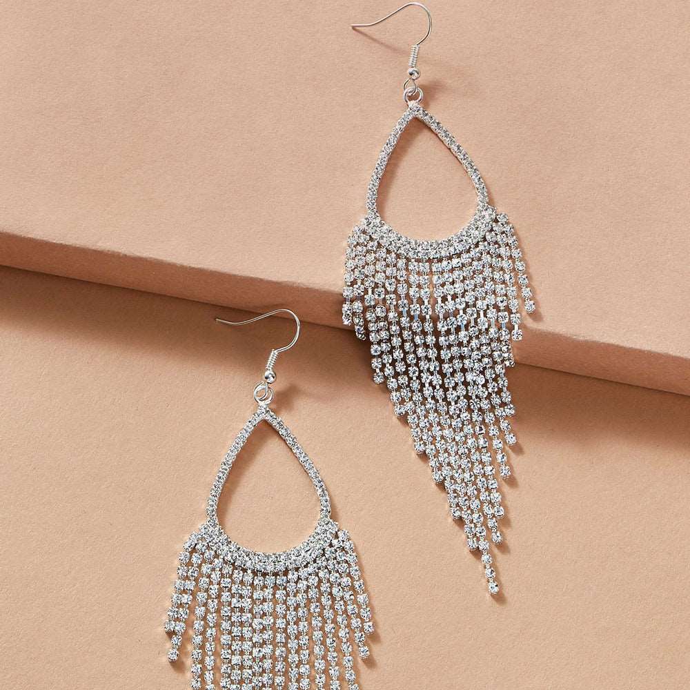Boucles d'oreilles bohèmes à pampilles et strass
