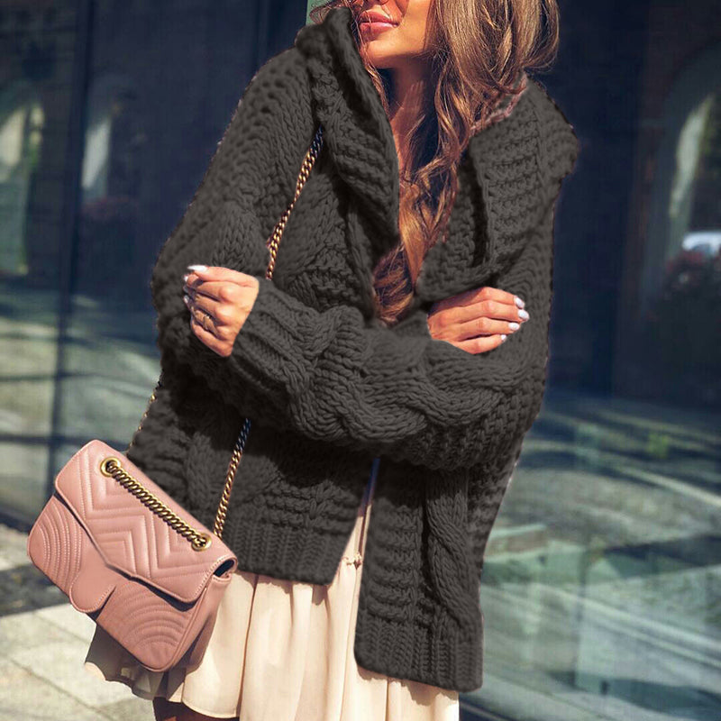 Hooded Twist Knit Cardigan Jacket in 5 Colors S-XL