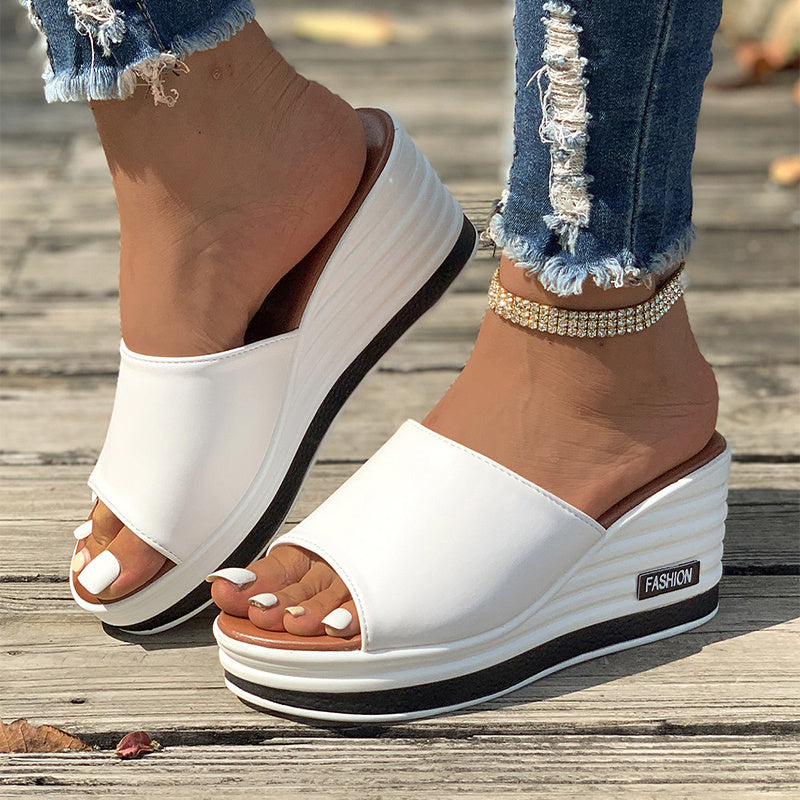 Slip-On High Heel Wedge Sandals