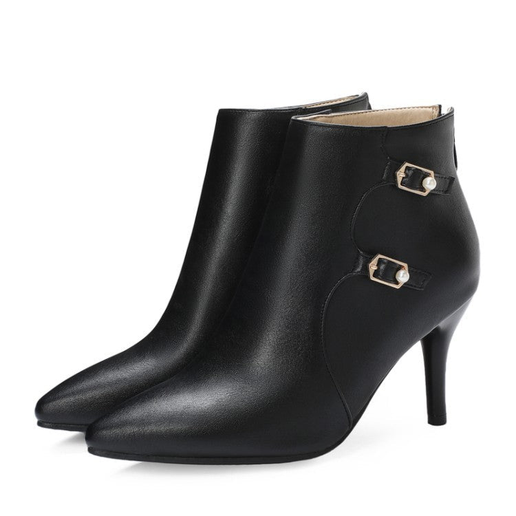 High Heel Ankle Boots with Pointed Toe and Stiletto Heel