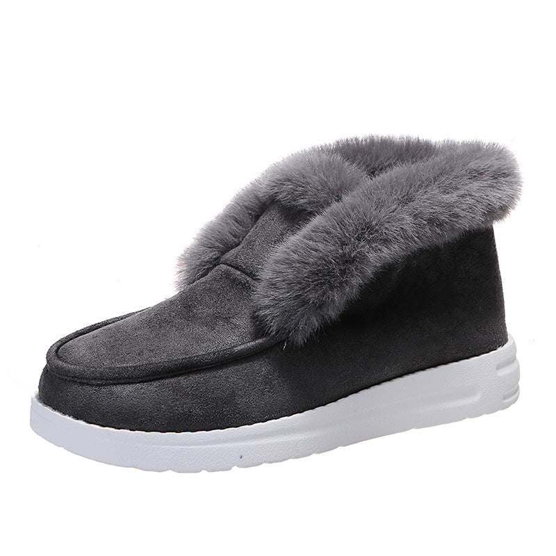 Suede Slipper Boots with Plush Fur