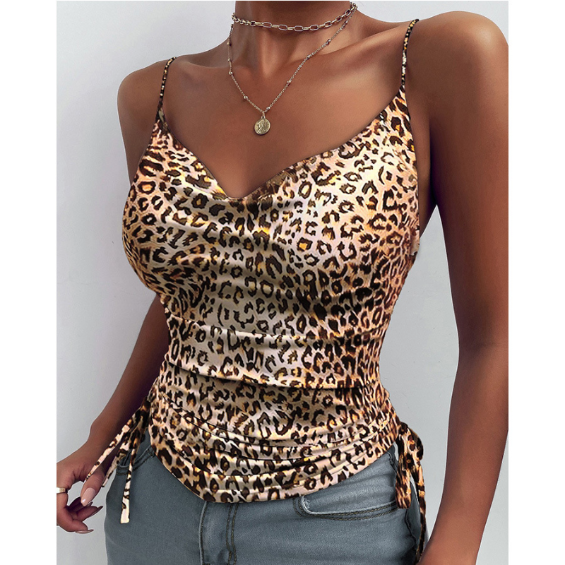 V-Neck Camisole Tank Top with Drawstring in 8 Colors S-XXL