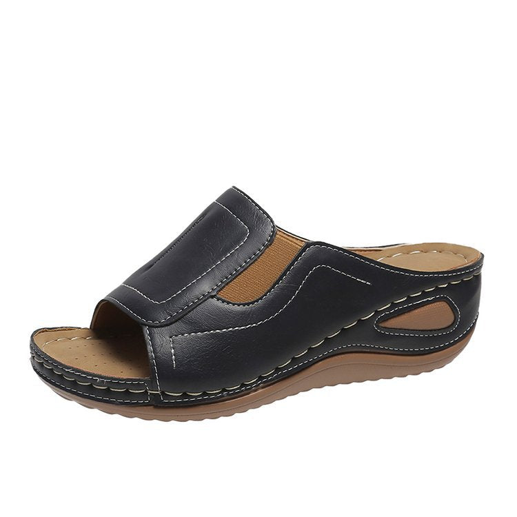 Wide Strap Wedge Heel Sandals