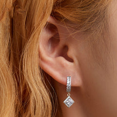 Silver and Zircon Sparkly Drop Earrings