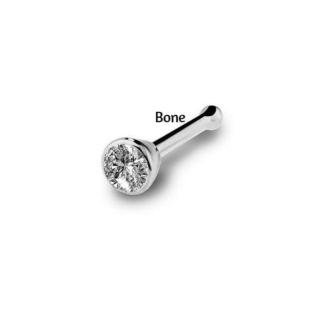 Nose Stud with Gem in 3 Colors and 4 Sizes