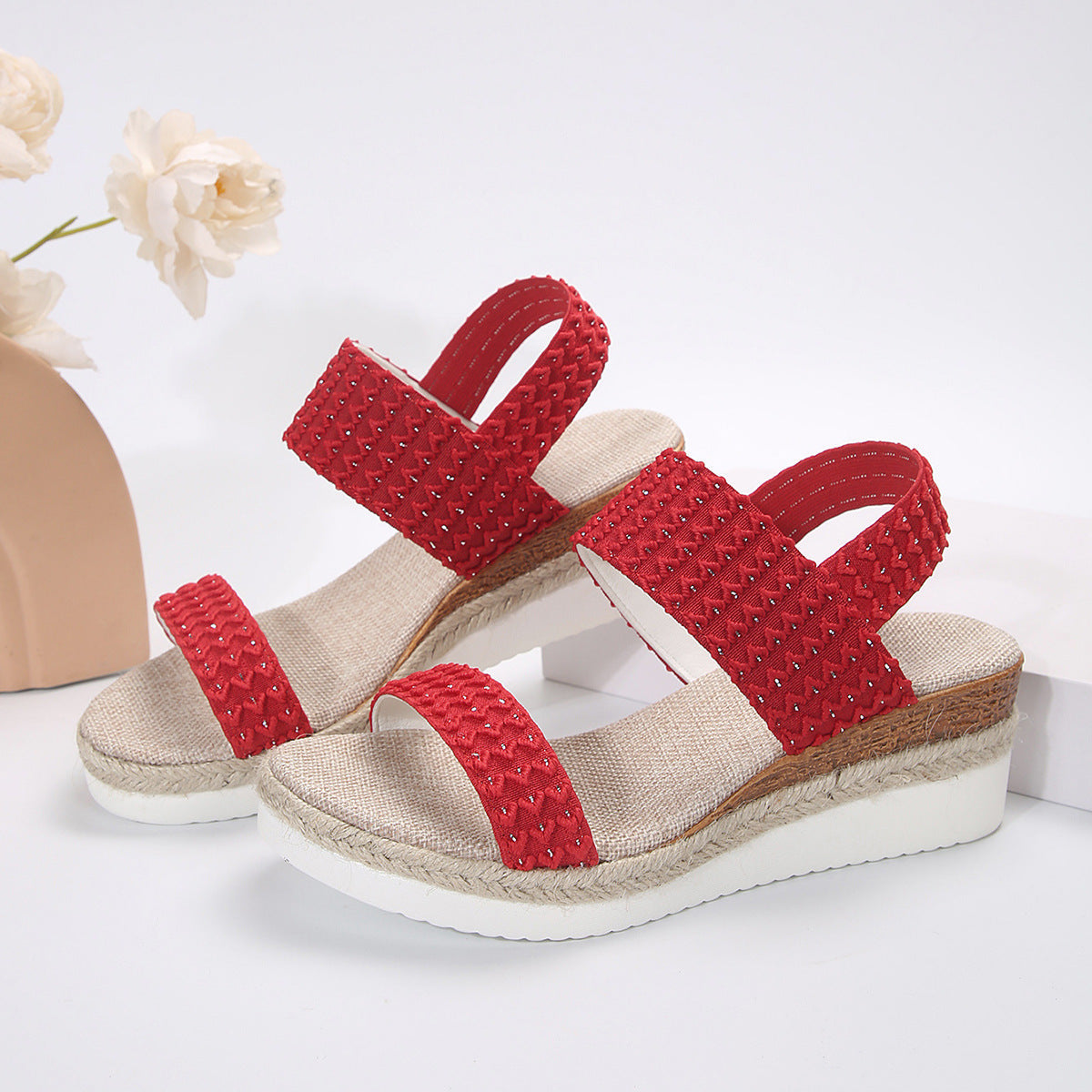 Wedge Sandals with Ankle Strap in 3 Colors