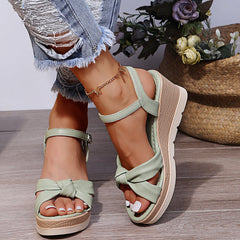 High Wedge Heel Sandals with Bowknot in 2 Colors