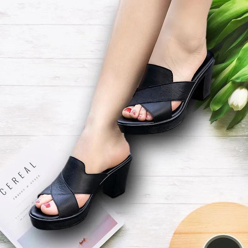 Thick High Heel Sandals in 3 Colors