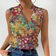 V-Neck Printed Sleeveless Top