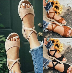 Suede Sandals with Wedge Heels in 3 Colors
