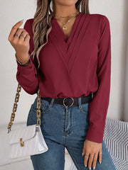 Elegant V-Neck Long Sleeve Blouse