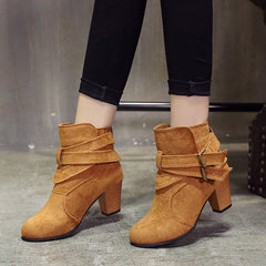 Suede Block Heel Ankle Boots