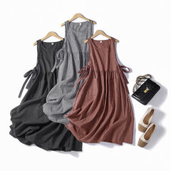 Sleeveless Checkered Midi Dress in 3 Colors M-2XL