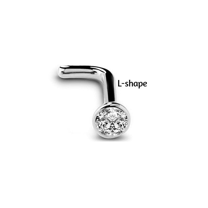 Nose Stud with Gem in 3 Colors and 4 Sizes
