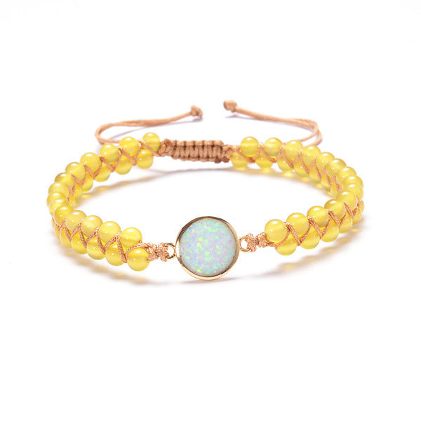 Bracelet bohème tressé en pierre et opale en 6 couleurs