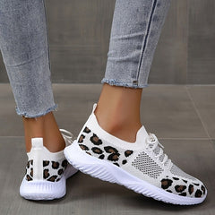 Schnür-Sneaker mit Leopardenmuster in 4 Farben