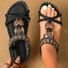 Low Heel Beaded Sandals
