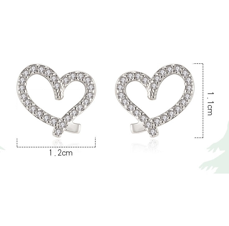 White Gold Heart-Shaped Earrings