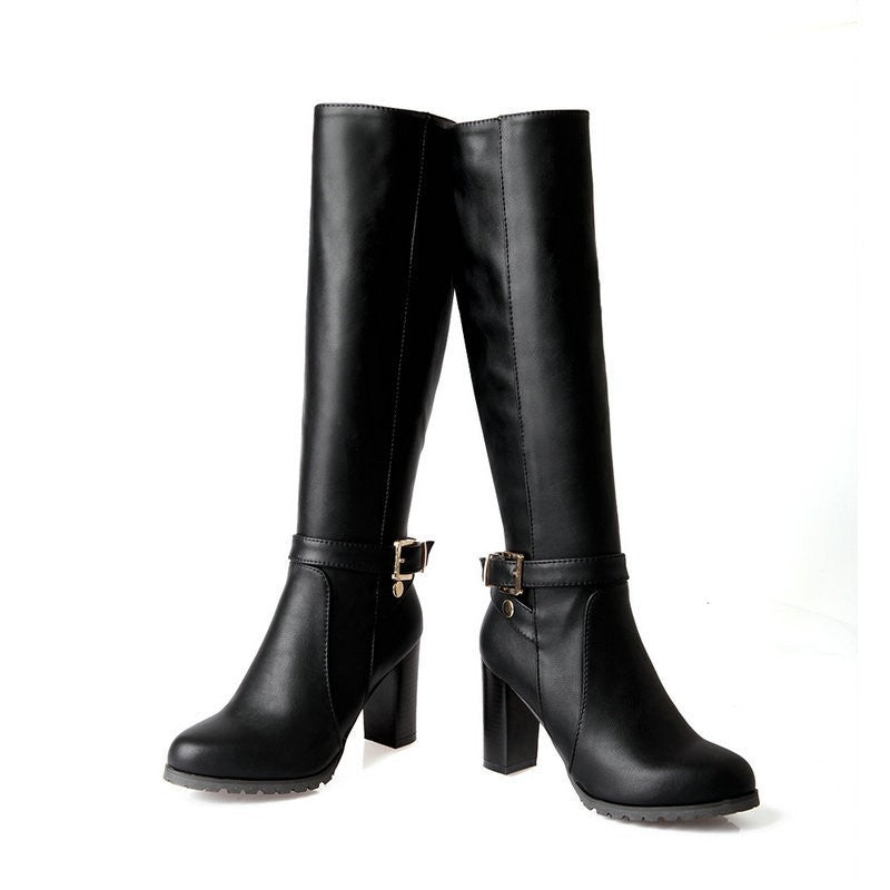 Block Heel Knee High Boots