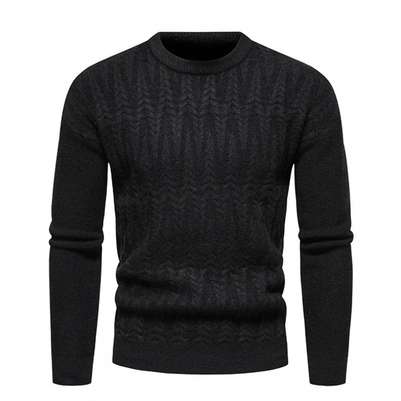 Men's Round Neck Jacquard Pullover Sweater in 8 Colors M-XXL