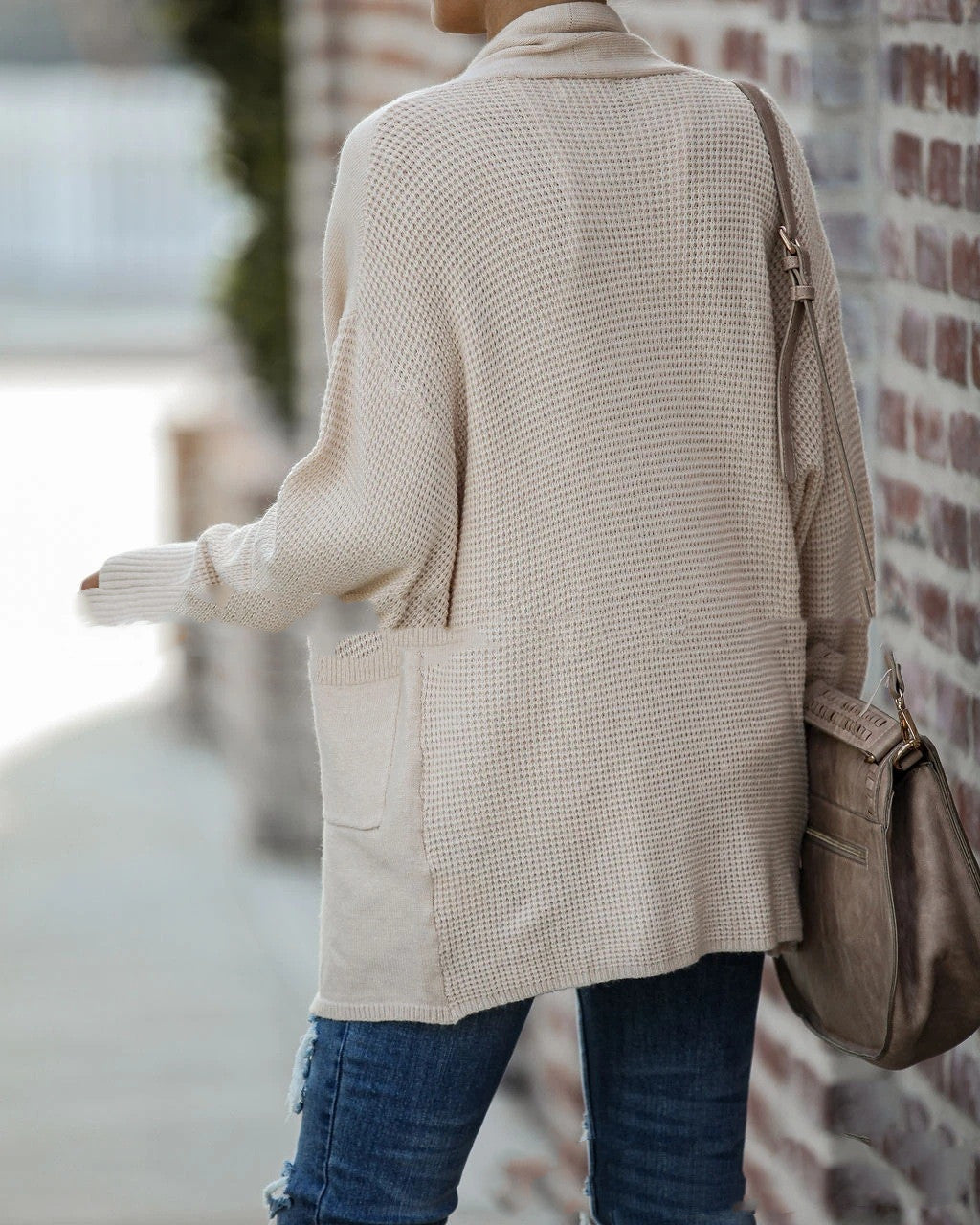 Knit Cardigan with Bat Sleeves and Pockets in 2 Colors S-XL
