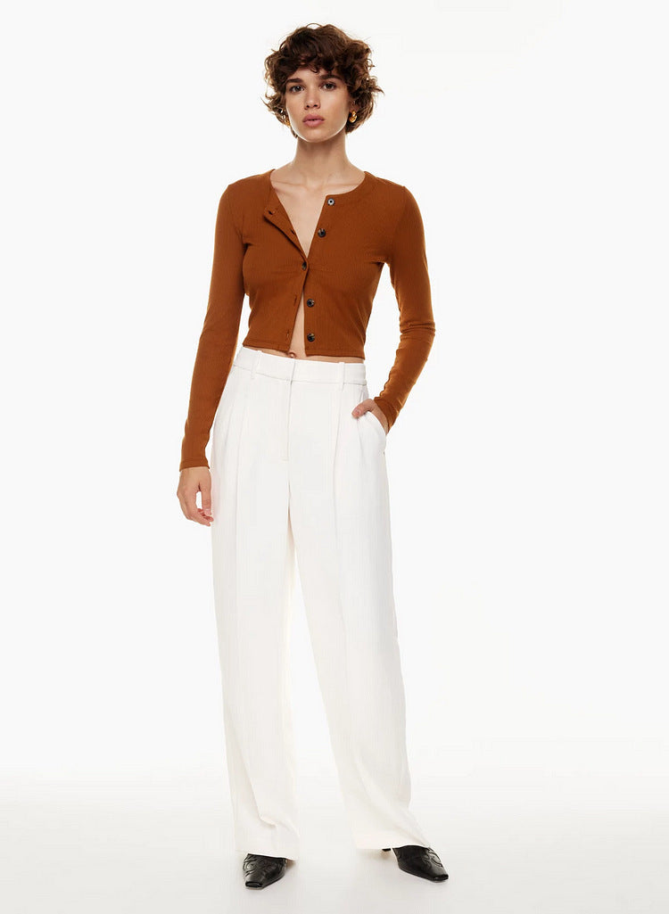 Pantalon large taille haute avec poches, 7 couleurs, S-5XL