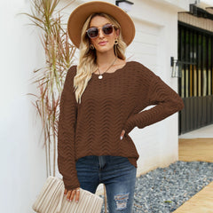 Knit Boat Neck Long Sleeve Sweater