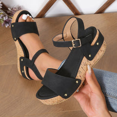 High Wedge Sandals with Ankle Strap in 2 Colors