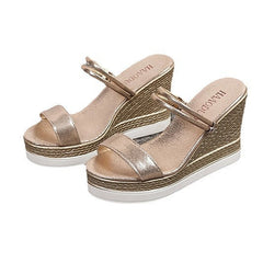 Sparkly Platform Wedge Sandals