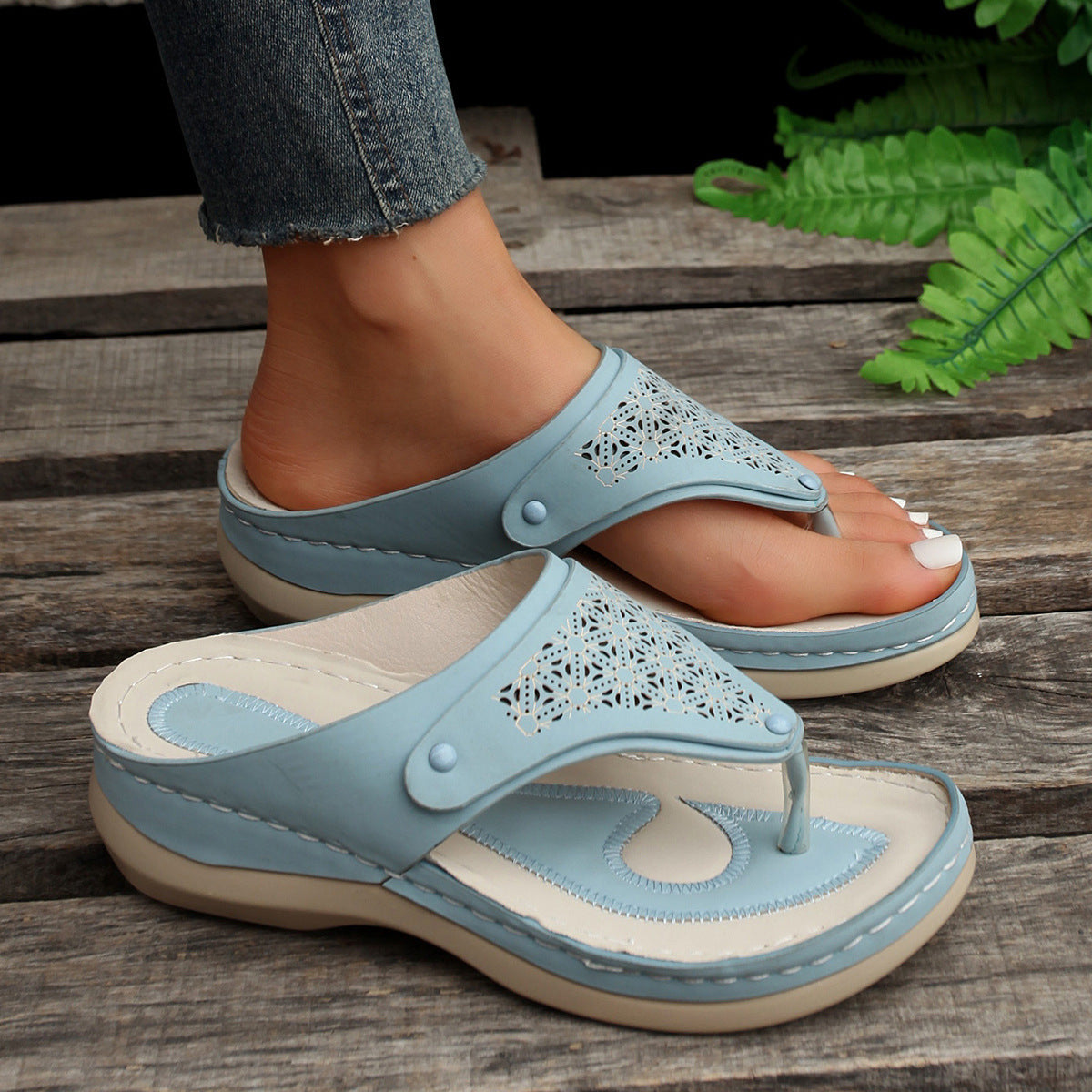 Solid Color Roman Thong Sandals