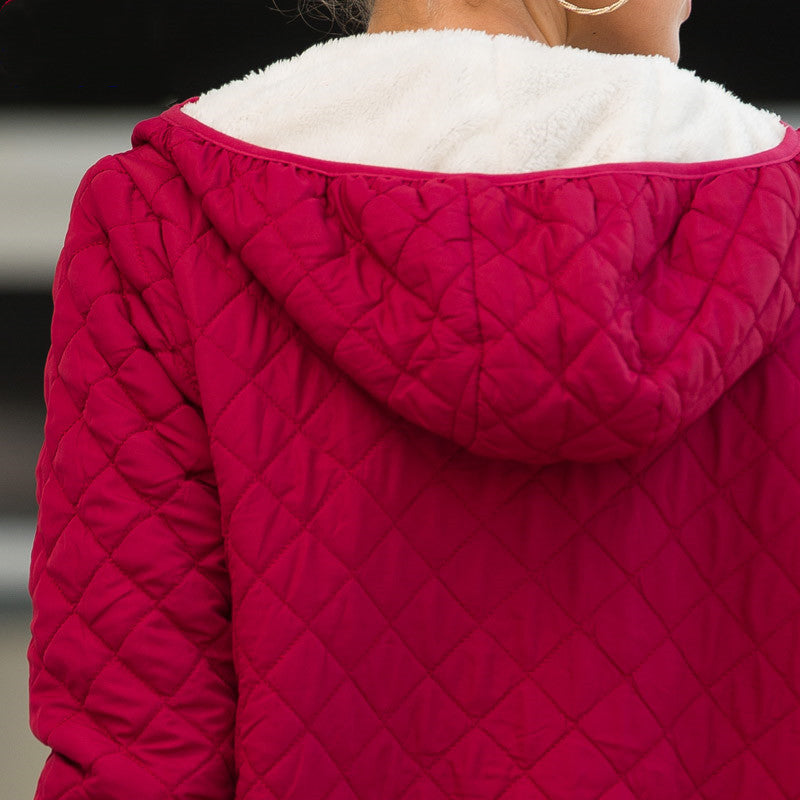 Hooded Long Sleeve Coat with Zipper and Pockets S-2XL