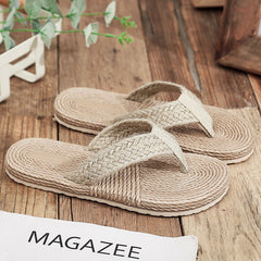Faux Straw Flip-Flop Beach Sandals