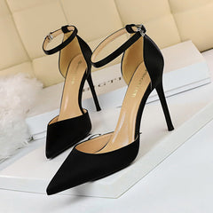 Elegant Pointed Toe Ankle Strap Stiletto Heels